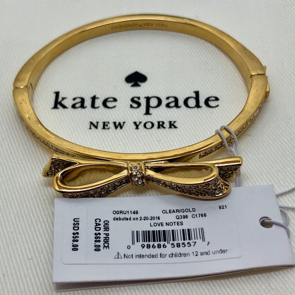 KATE♠️SPADE LOVE NOTES LARGE BOW GOLD BRACELET - Picture 5 of 5